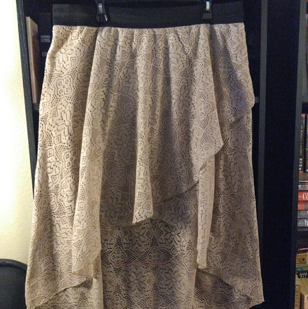 Tan Lace High/Low Skirt Sz 2X